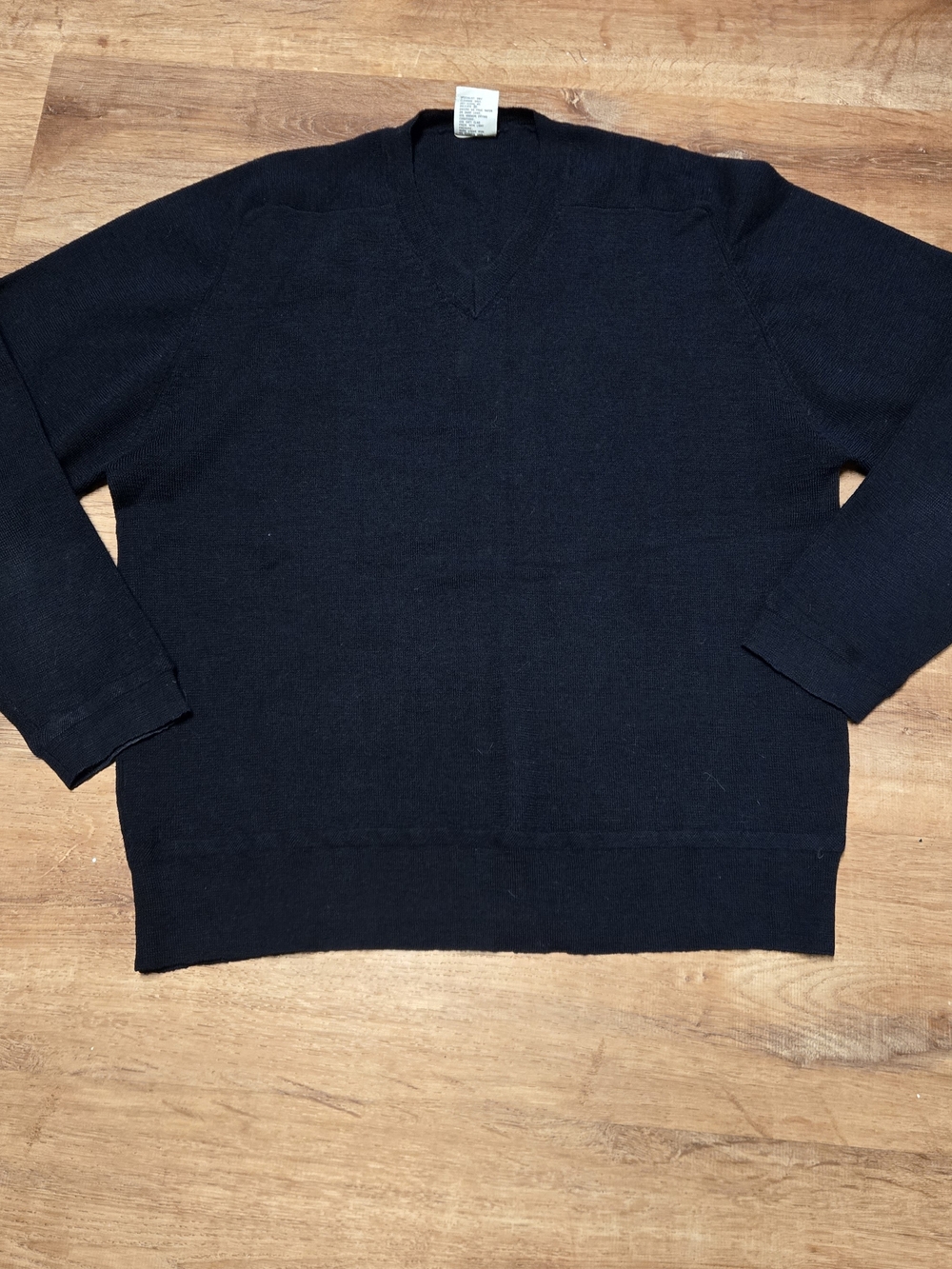 Vintage Country Road Men's Navy V-Neck Sweater 100% Pure Wool Work Wear Large